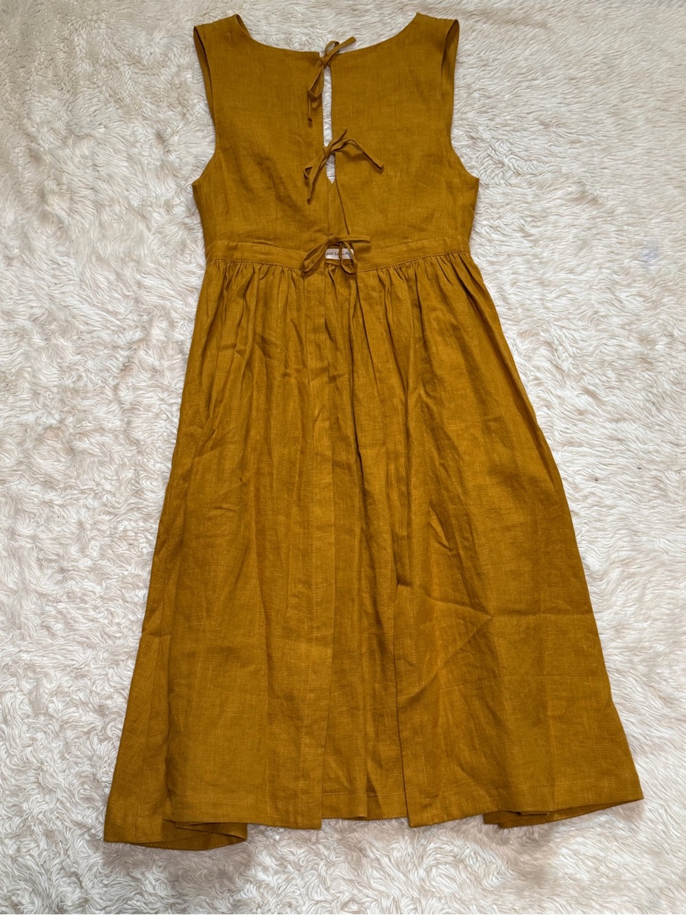 Little Women Atelier Jo Pinafore in Ochre Linen - Size Small